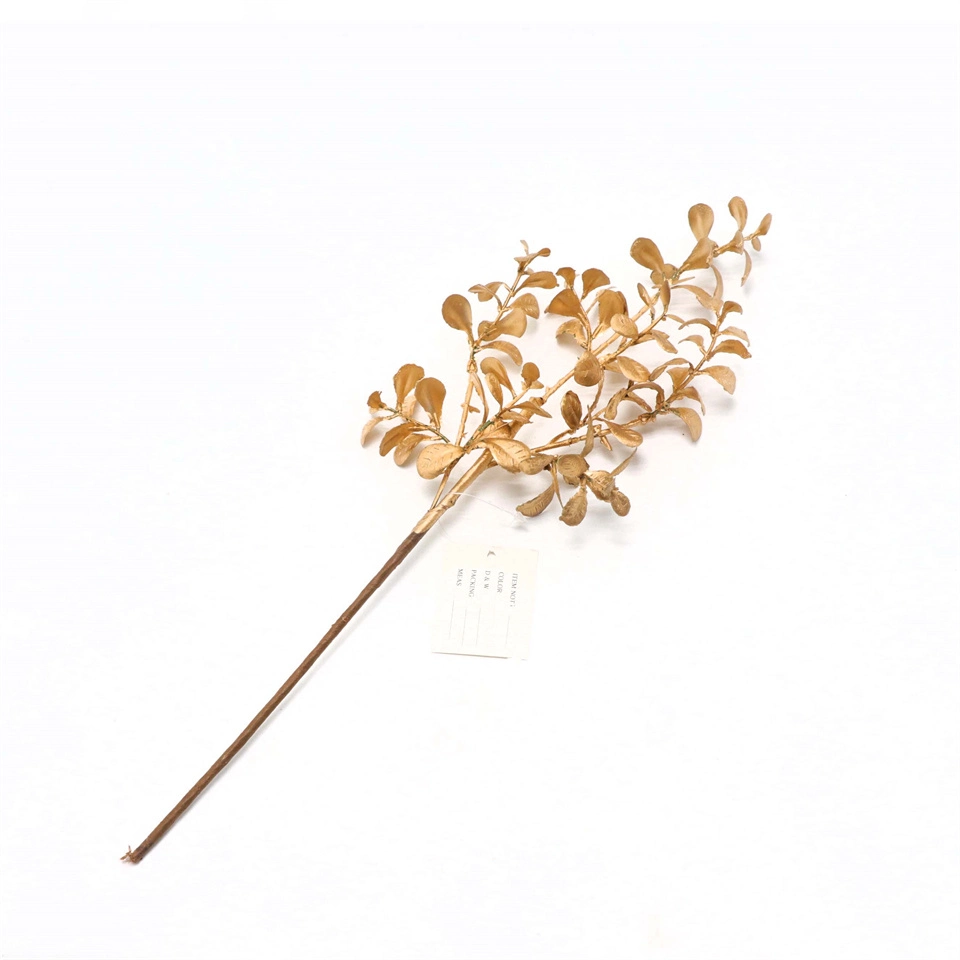 Wholesale Gold Leaf Artificial Flower Branch Christmas Decoration Gold Oil Series Cuttings Beautiful Outdoor Decoration Picks