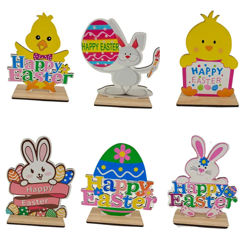 Wooden Easter Bunny Desktop Decoration Bunny Party Handicraft Decorations